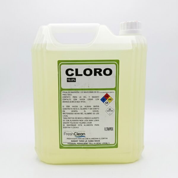 CLORO LIQUIDO INDUSTRIAL AL 10% 5 LITROS