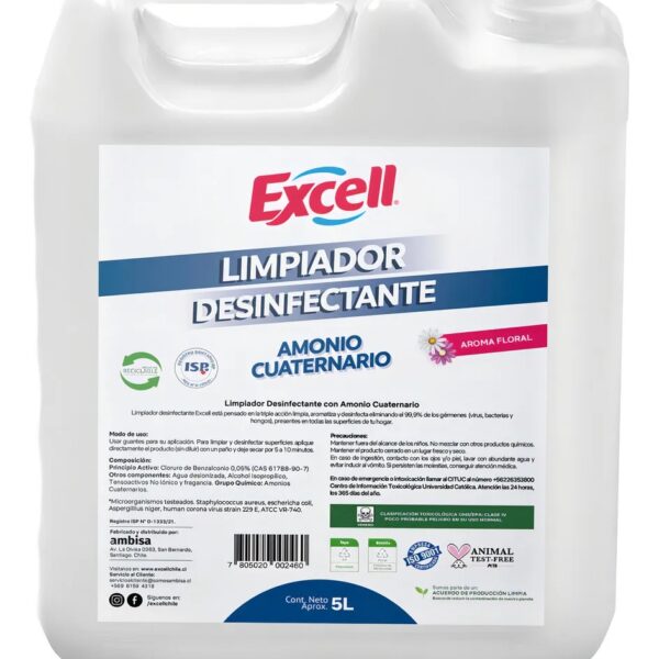 LIMPIADOR DESINFECTANTE AMONIO EXCELL 5LTS