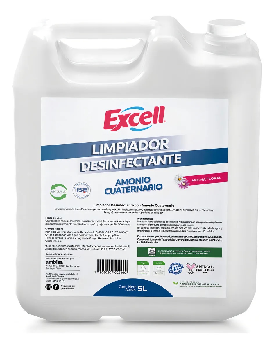 LIMPIADOR DESINFECTANTE AMONIO EXCELL 5LTS