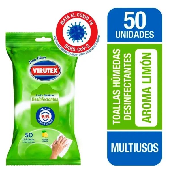 TOALLAS DESINFECTANTES VIRUTEX 50H PAQ