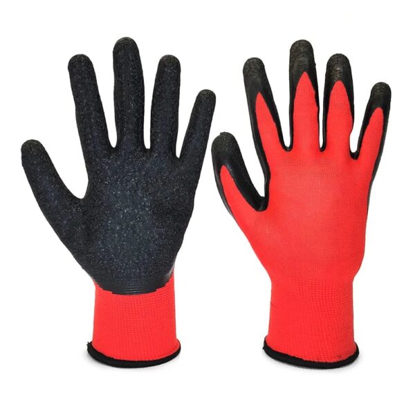 GUANTE MAX ROJO NYLON REVESTIDO LATEX CORRUGADO